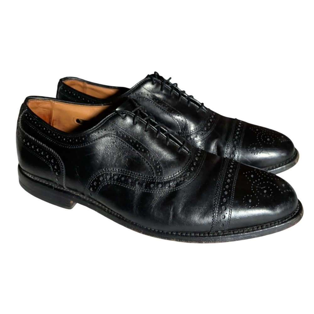 Allen Edmonds Shoes Mens Size 10.5D Cap Toe Oxford Black Leather Dress Preppy